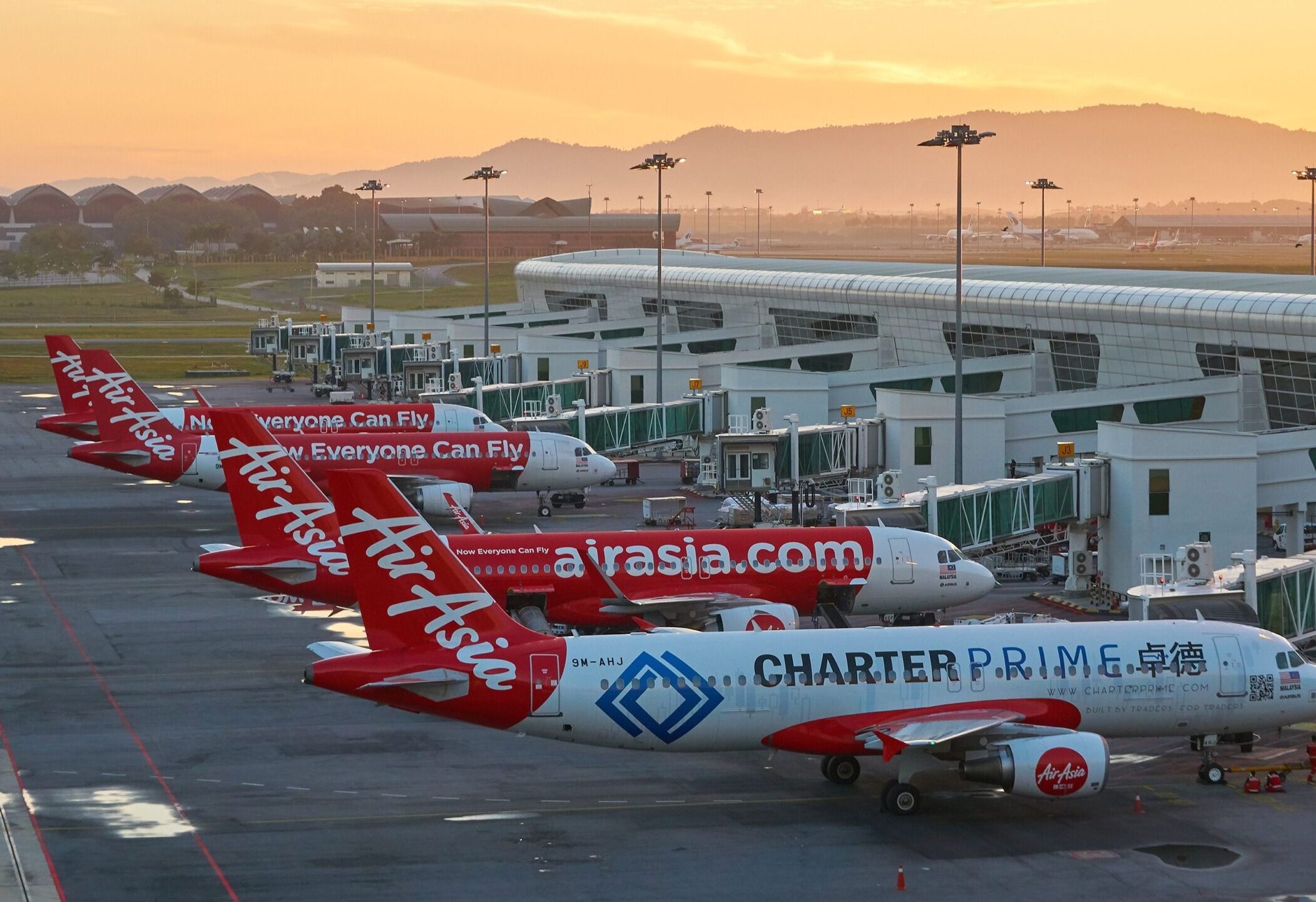 several-airasia-aircraft-parked